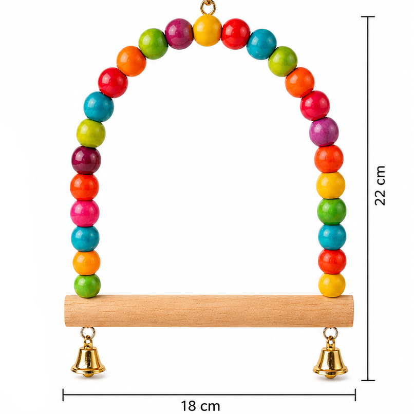 Balanço Colorido para Pássaros com Poleiro de Madeira e Guizos