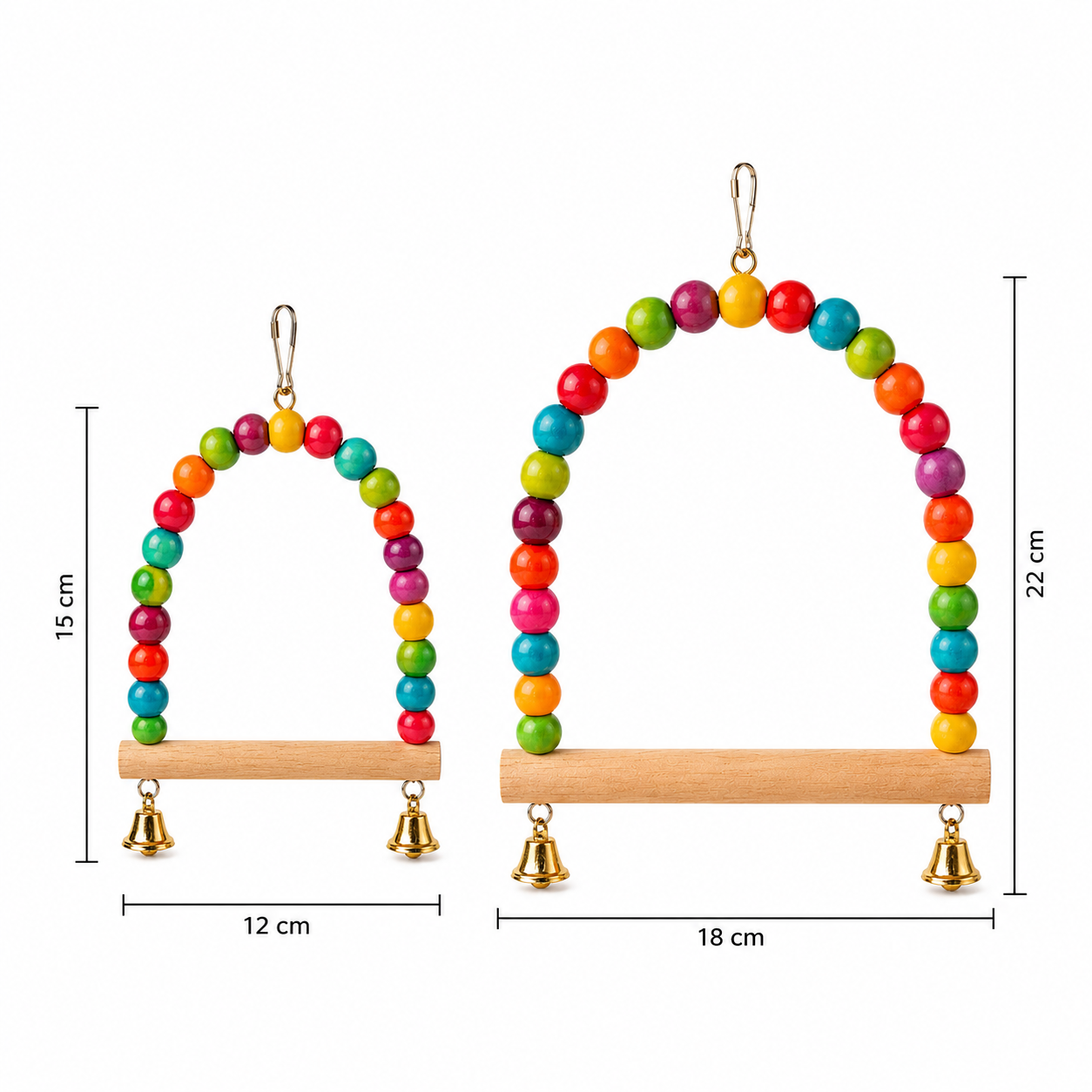 Balanço Colorido para Pássaros com Poleiro de Madeira e Guizos