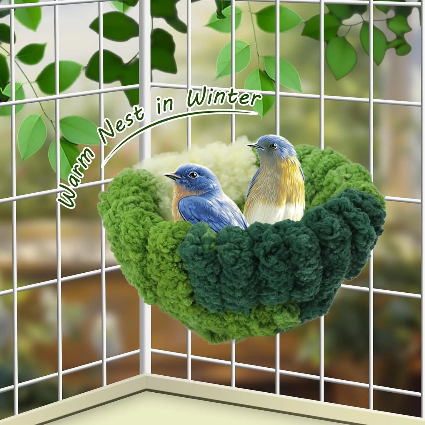 Bird Nest for Cage,Plush Hanging Bird Bed for Parakeet,Breeding Bird House for Conure,Budgie,Cockatiel,Lovebird,Canary,Hamster