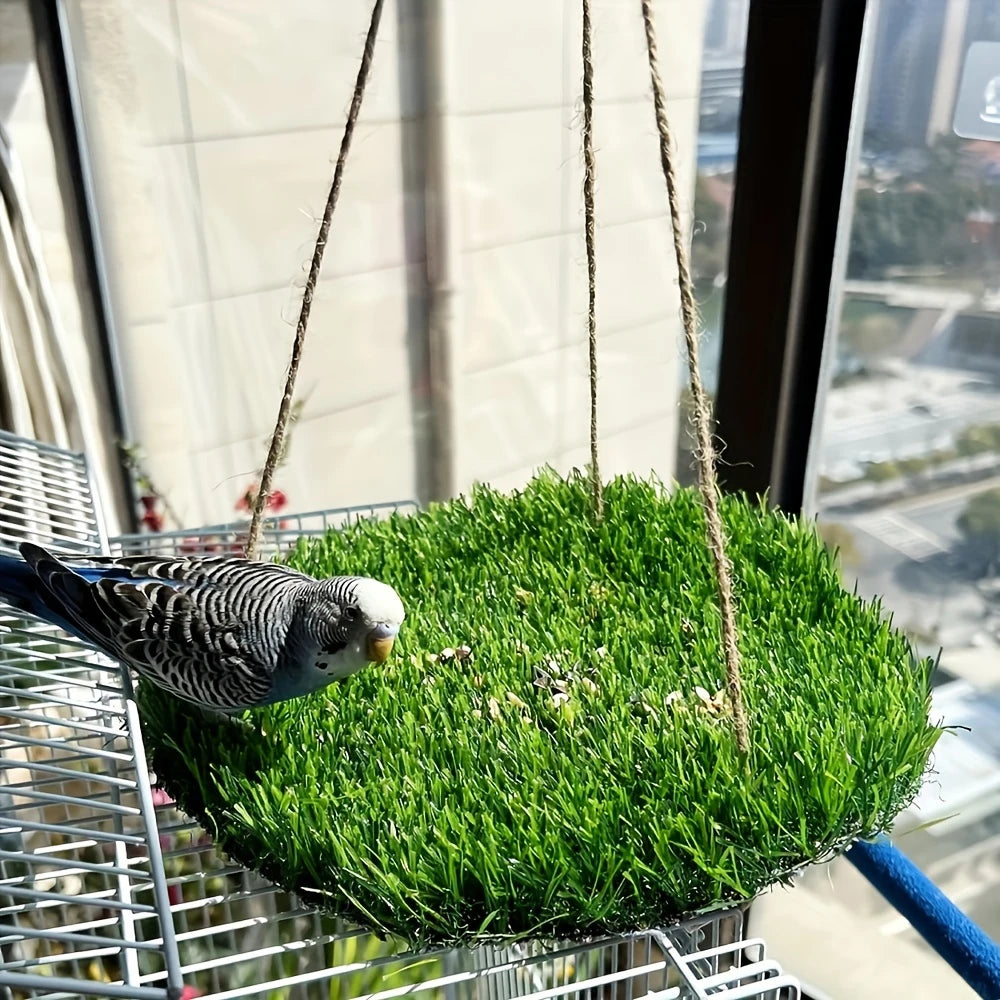 Balanço Rede para Pássaros com Grama Artificial