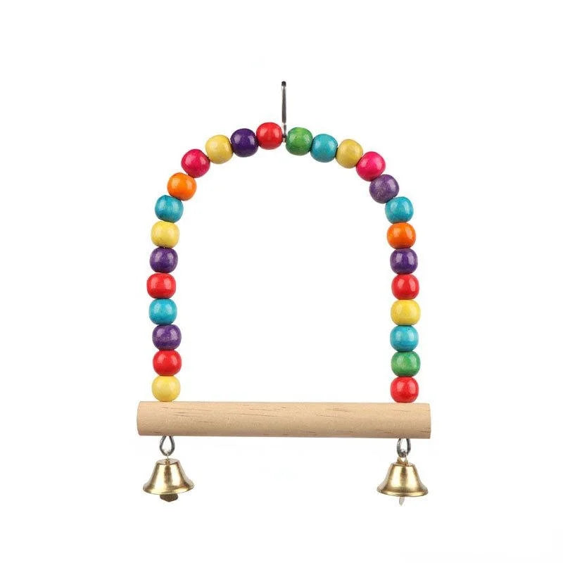 Pet Toy Bird Swing Toys Parrot Wooden Swing Stand Pet Supplies(S:12x15cm/ L:18*22cm)
