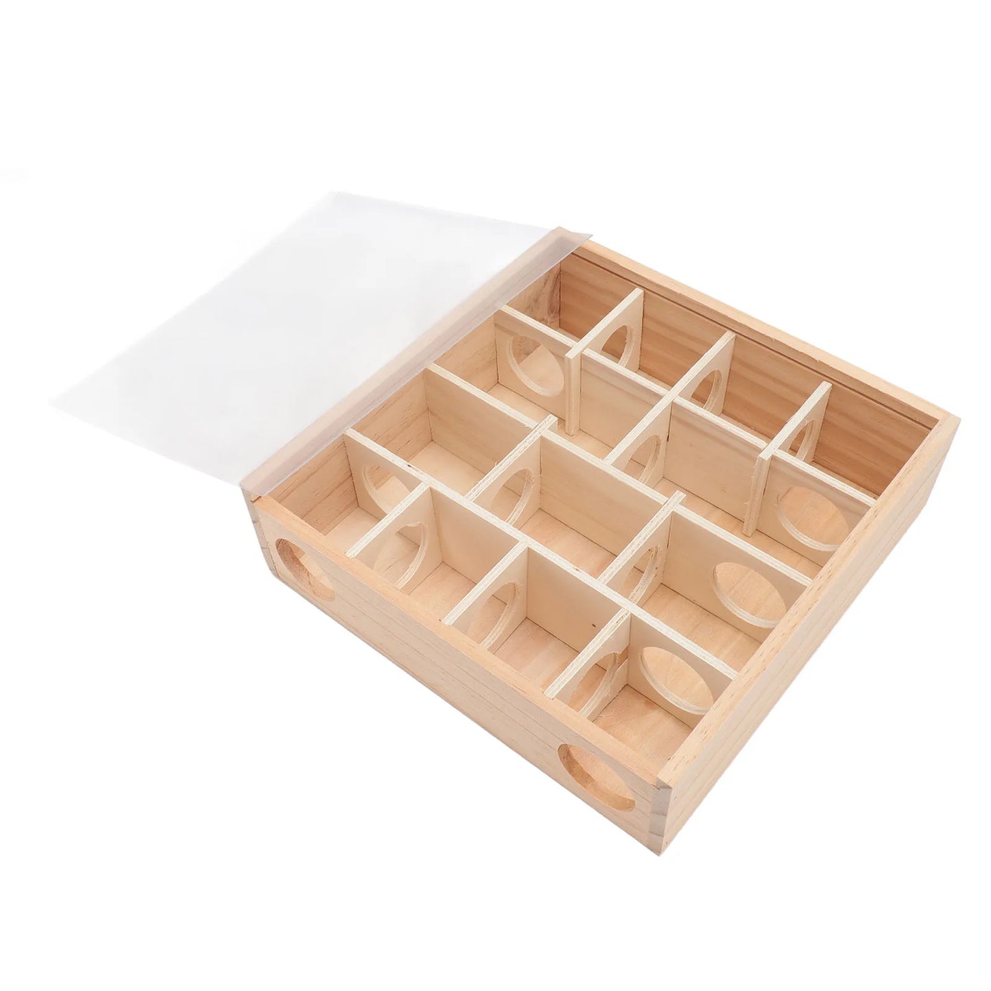 Hamster Tunnel Maze with Cover Wooden Interactive Hamster Hideout Tunnel Exploration Toy for Mice Small Gerbil Hamsters