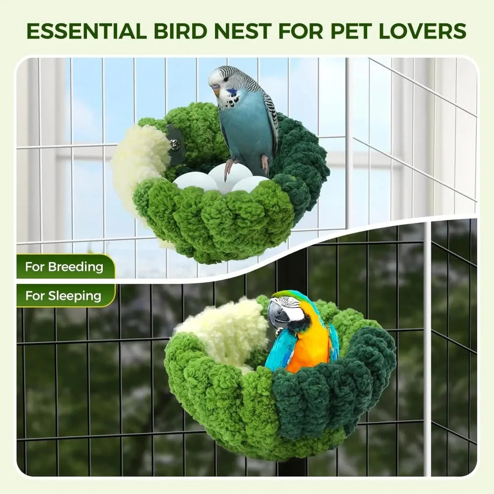 Bird Nest for Cage,Plush Hanging Bird Bed for Parakeet,Breeding Bird House for Conure,Budgie,Cockatiel,Lovebird,Canary,Hamster