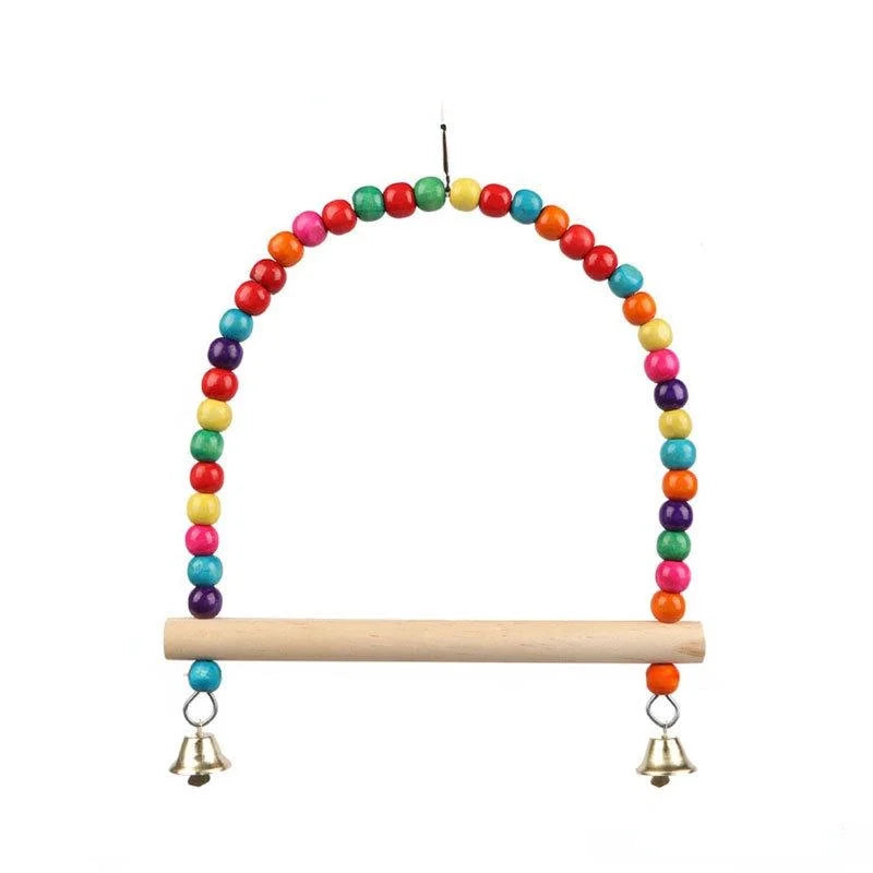 Pet Toy Bird Swing Toys Parrot Wooden Swing Stand Pet Supplies(S:12x15cm/ L:18*22cm)